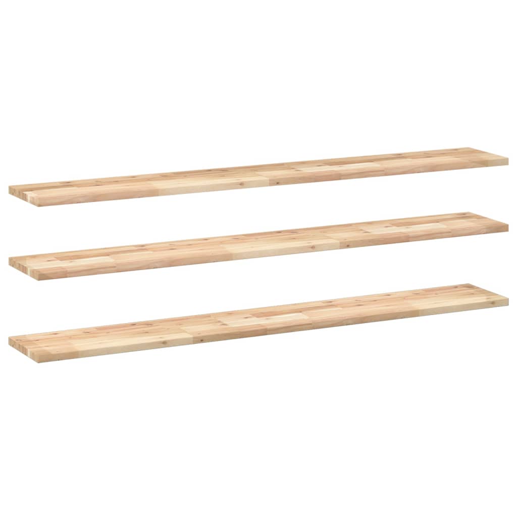 Vidaxl wandschappen 3 st zwevend 120x20x2 cm onbehandeld acaciahout