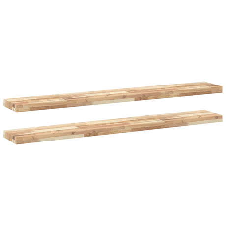 Vidaxl wandschappen 2 st zwevend 140x20x4 cm onbehandeld acaciahout