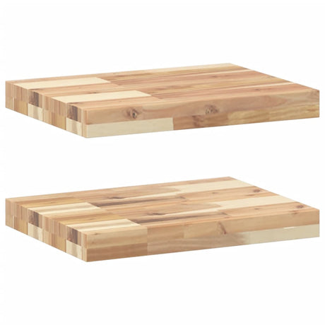 Vidaxl wandschappen 2 st zwevend 60x30x4 cm onbehandeld acaciahout