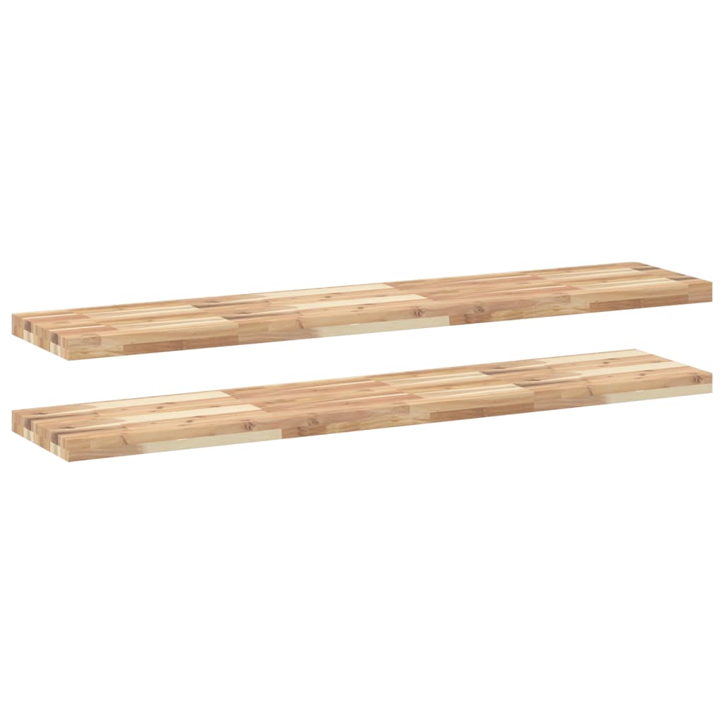 Vidaxl wandschappen 2 st zwevend 120x30x4 cm onbehandeld acaciahout