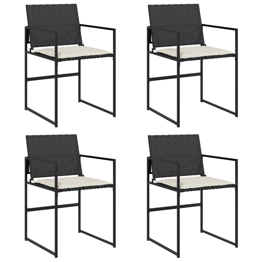 Vidaxl tuinstoelen 4 st met kussens poly rattan zwart