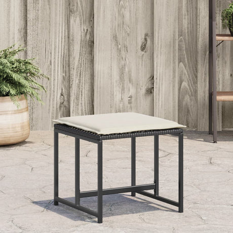 Vidaxl tuinkrukken met kussens 4 st poly rattan zwart