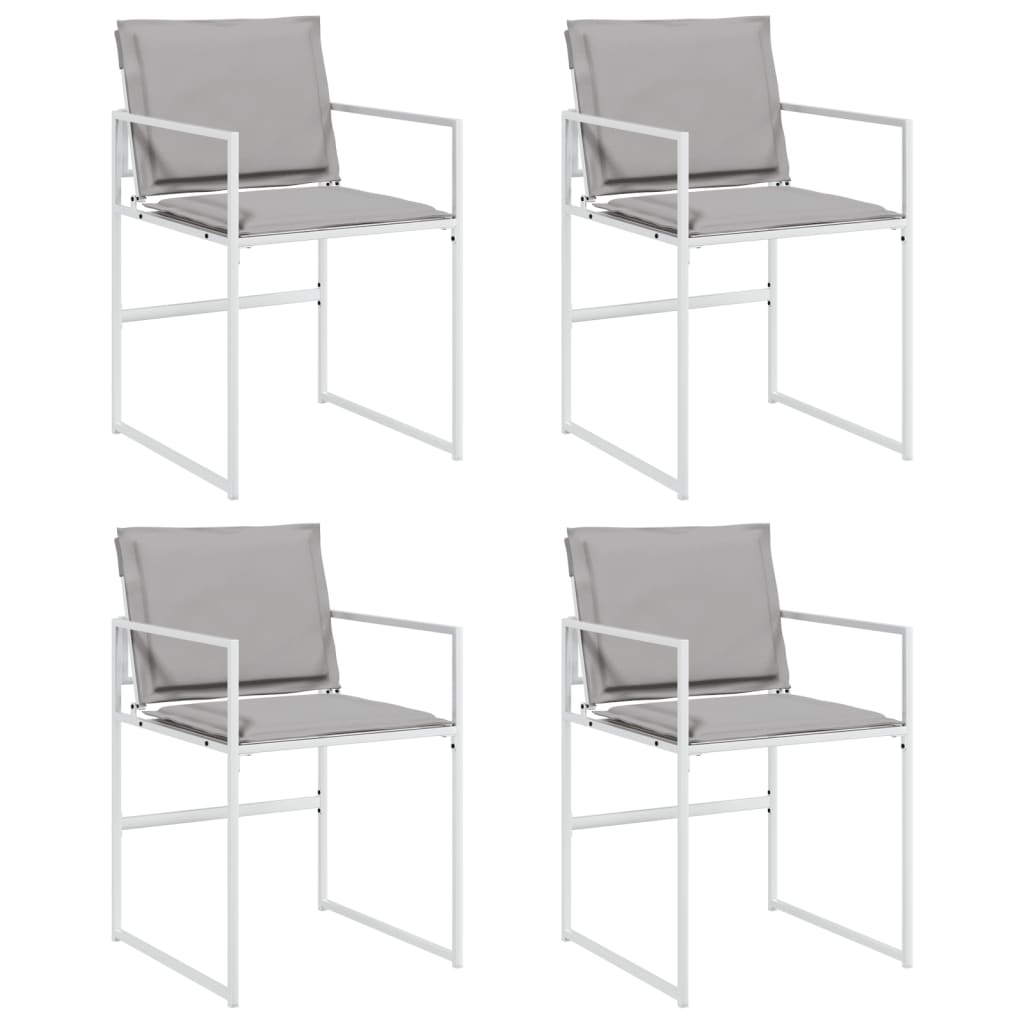 Vidaxl tuinstoelen 4 st met kussens staal en textileen wit