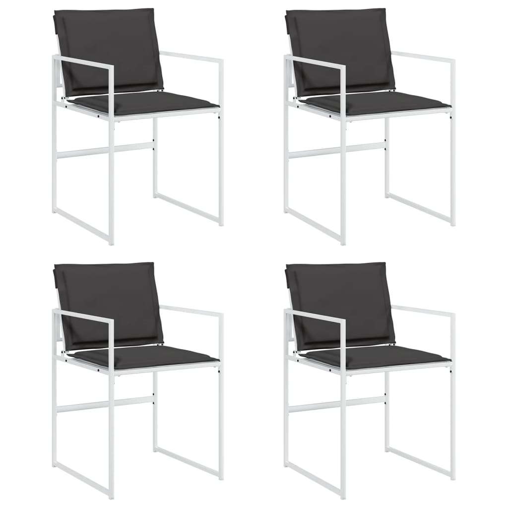 Vidaxl tuinstoelen 4 st met kussens staal en textileen wit