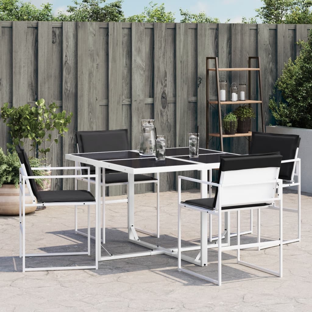 Vidaxl tuinstoelen 4 st met kussens staal en textileen wit