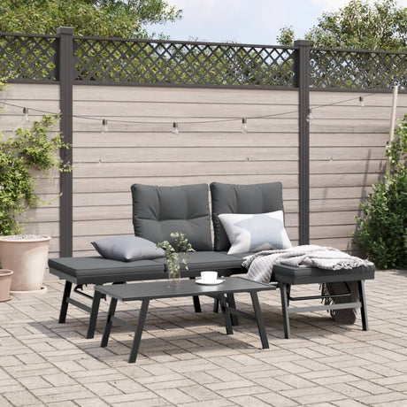 Vidaxl tuinbanken met kussens 2 st gepoedercoat staal zwart