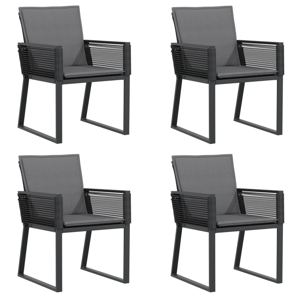 Vidaxl tuinstoelen 4 st met kussens poly rattan zwart