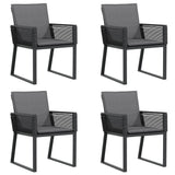 Vidaxl tuinstoelen 4 st met kussens poly rattan zwart
