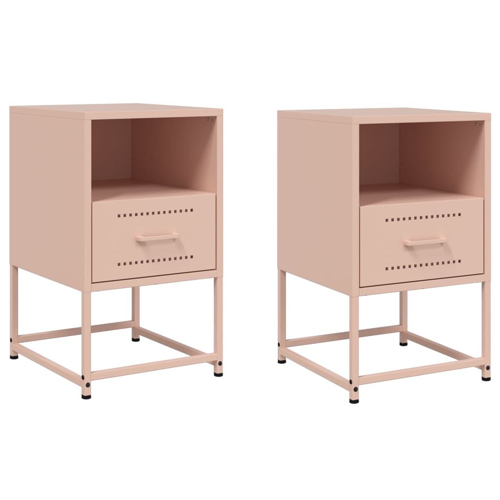 Vidaxl nachtkastjes 2 st 36x39x60,5 cm staal roze