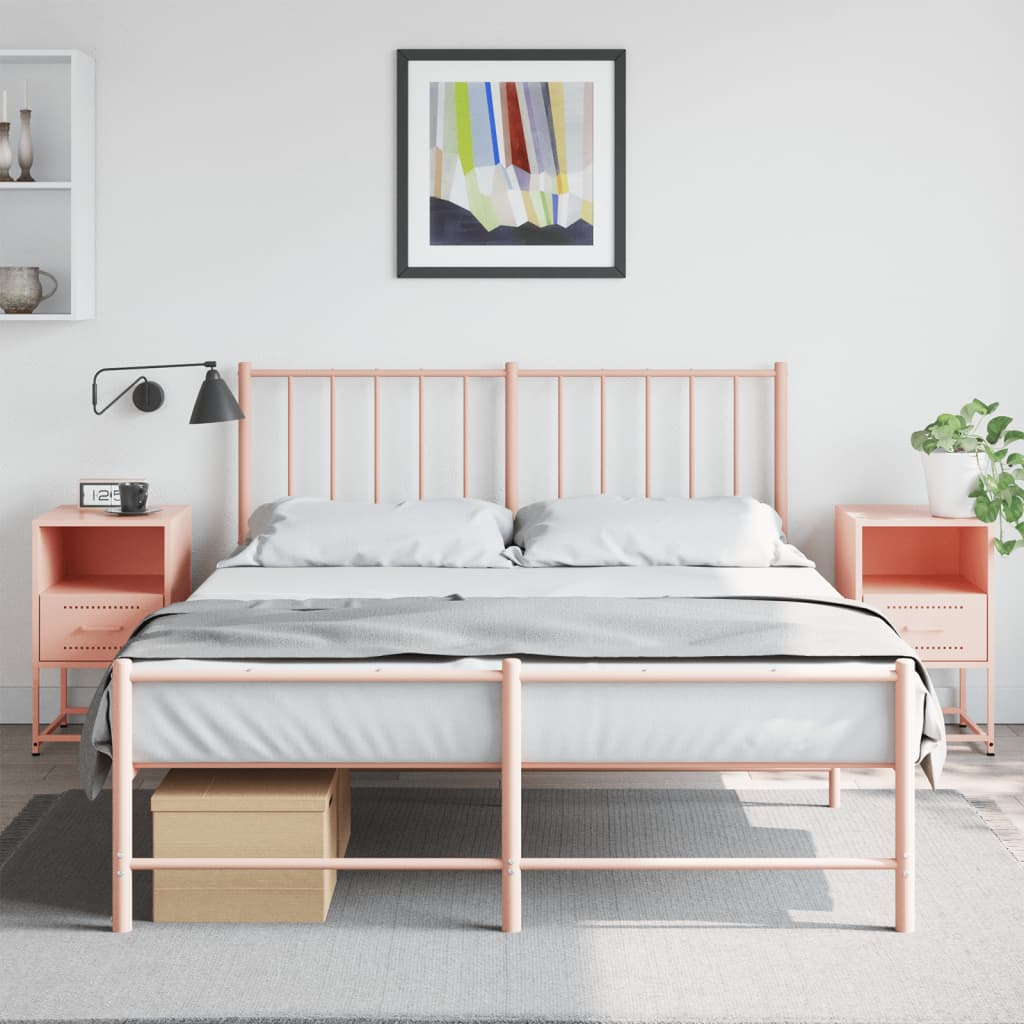 Vidaxl nachtkastjes 2 st 36x39x60,5 cm staal roze