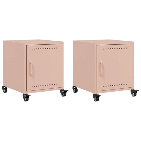 Vidaxl nachtkastjes 2 st 36x39x43,5 cm staal roze