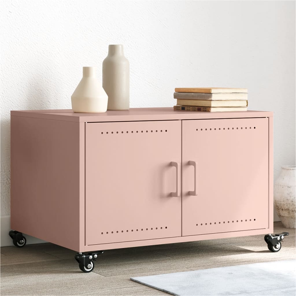 Vidaxl salontafel 68x50x43,5 cm staal roze