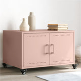 Vidaxl salontafel 68x50x43,5 cm staal roze