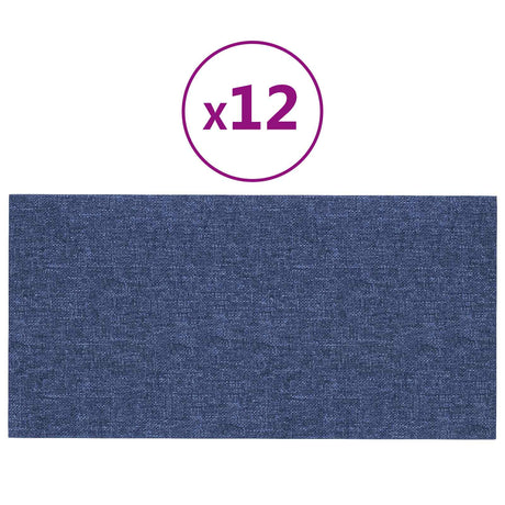 Vidaxl wandhoofdbord 12 st 30 x 15 cm blauw stof