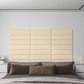 Vidaxl wandhoofdbord 12 st 60 x 15 cm crème stof