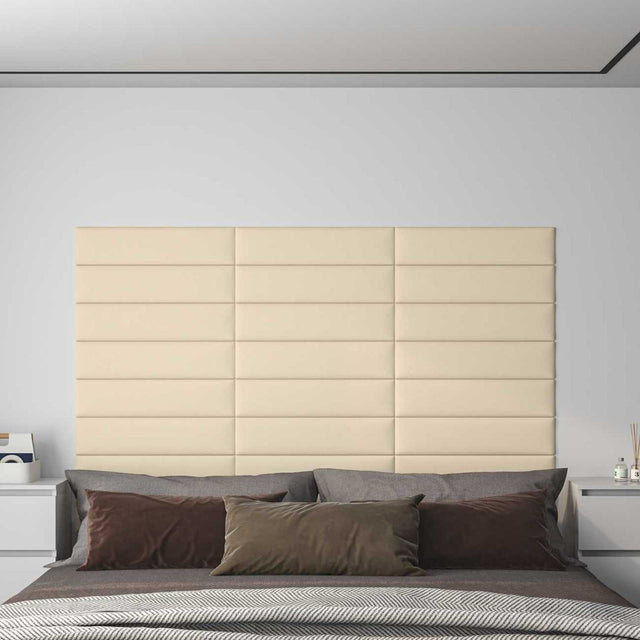 Vidaxl wandhoofdbord 12 st 60 x 15 cm crème stof