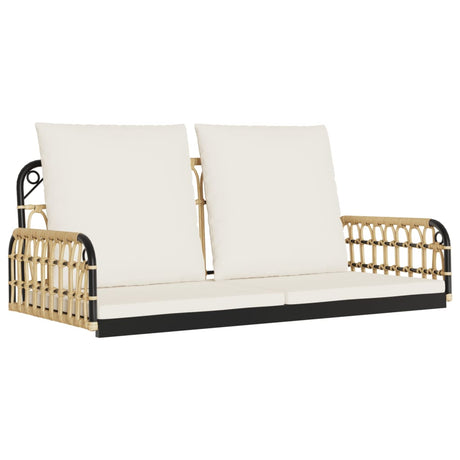 Vidaxl schommelbank met kussens 105x58x38 cm poly rattan en staal