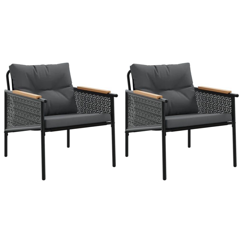 Vidaxl tuinstoelen 2 st met kussens staal zwart