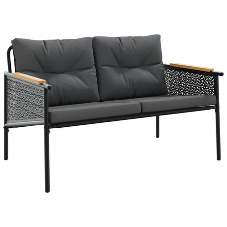 Vidaxl tuinbank met kussens 116 cm staal zwart