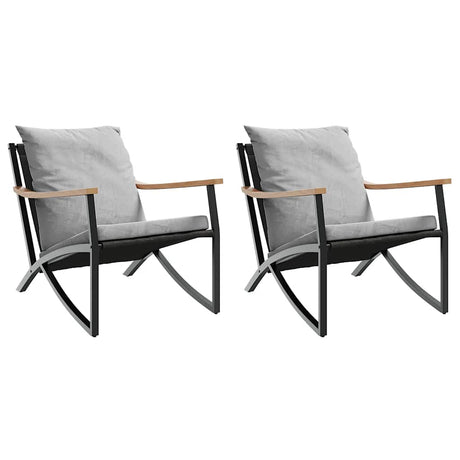 Vidaxl tuinstoelen 2 st met kussens staal zwart