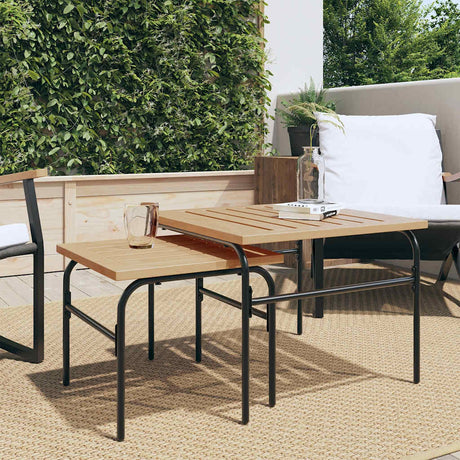 Vidaxl 2-delige tuintafeltjesset staal bruin en zwart