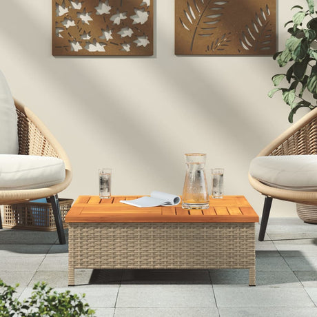 Vidaxl tuintafel 70x70x25 cm poly rattan en acaciahout beige