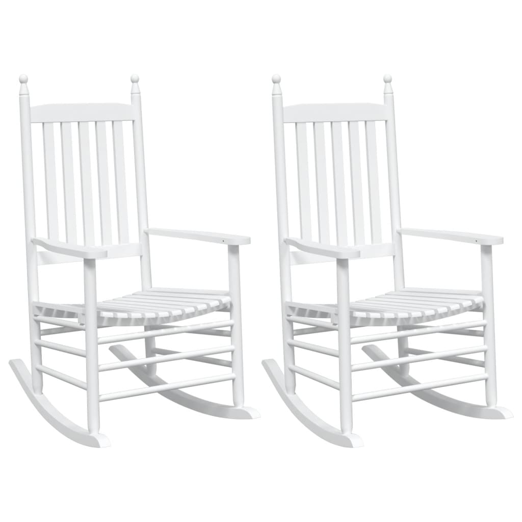 Vidaxl schommelstoelen met gebogen zitting 2 st massief vurenhout wit