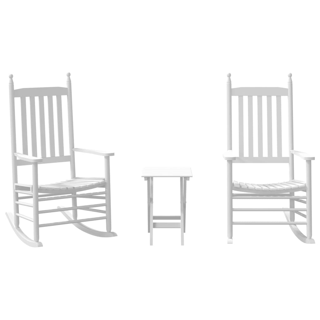 Vidaxl schommelstoelen 2 st met inklapbare tafel populierenhout wit