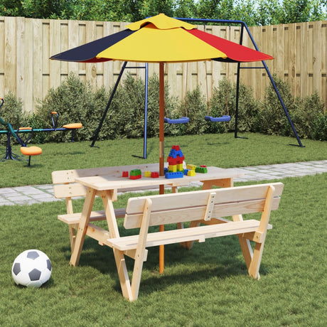 Parasol dziecięcy VidaXL z drewnianym słupkiem ø120x140 cm