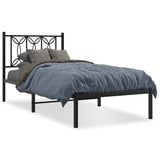 Vidaxl bedframe met hoofdbord metaal zwart 90x200 cm