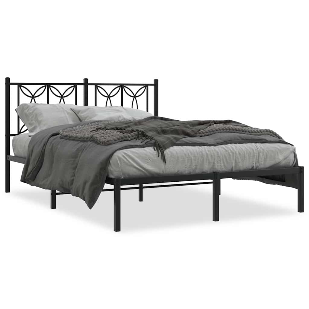 Vidaxl bedframe met hoofdbord metaal zwart 140x190 cm