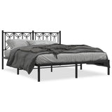 Vidaxl bedframe met hoofdbord metaal zwart 150x200 cm