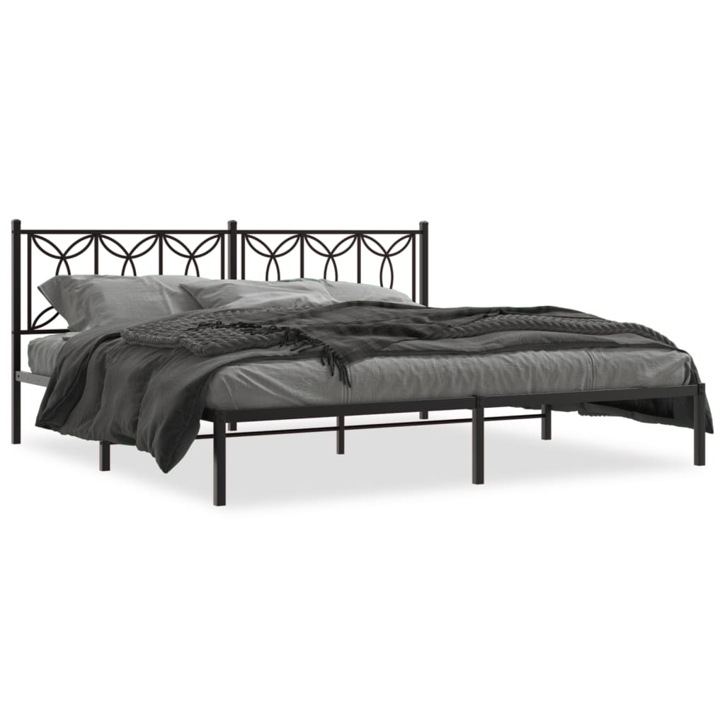 Vidaxl bedframe met hoofdbord metaal zwart 193x203 cm
