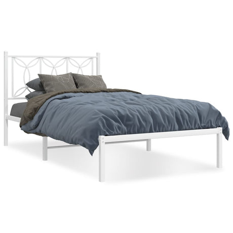Vidaxl bedframe met hoofdbord metaal wit 100x190 cm