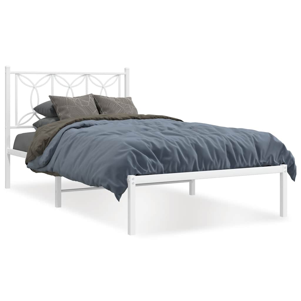 Vidaxl bedframe met hoofdbord metaal wit 100x200 cm