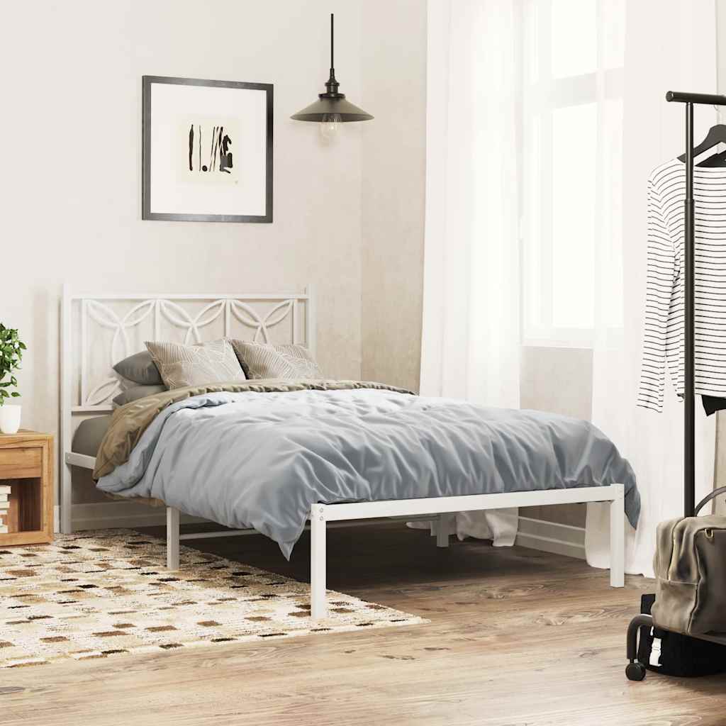 Vidaxl bedframe met hoofdbord metaal wit 100x200 cm