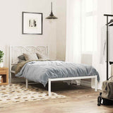Vidaxl bedframe met hoofdbord metaal wit 100x200 cm