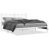 Vidaxl bedframe met hoofdbord metaal wit 150x200 cm