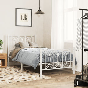 Vidaxl bedframe met hoofd- en voeteneinde metaal wit 80x200 cm