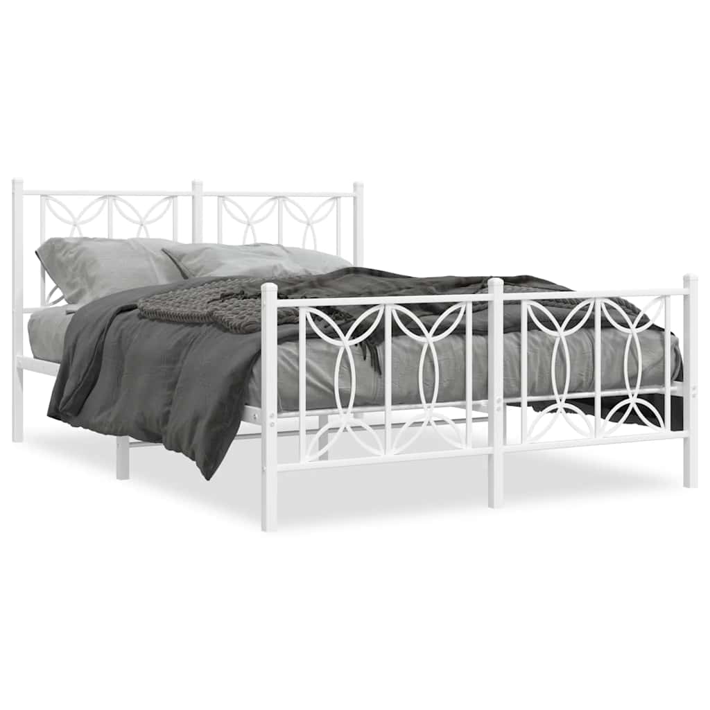 Vidaxl bedframe met hoofd- en voeteneinde metaal wit 135x190 cm