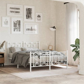 Vidaxl bedframe met hoofd- en voeteneinde metaal wit 140x200 cm