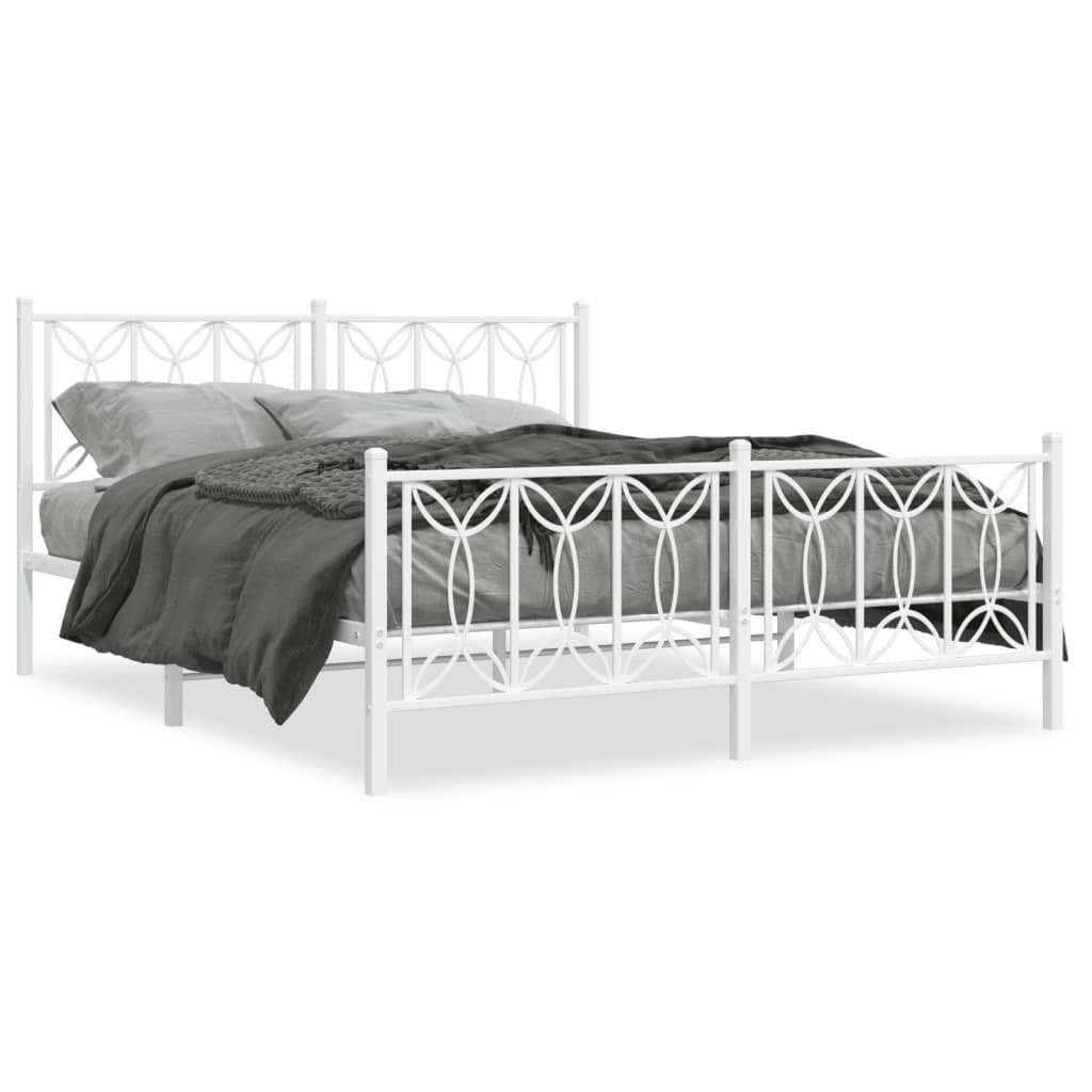 Vidaxl bedframe met hoofd- en voeteneinde metaal wit 150x200 cm
