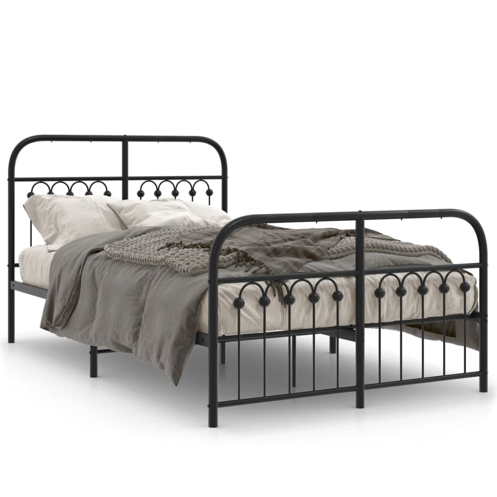 Vidaxl bedframe met hoofd- en voeteneinde metaal zwart 120x190 cm