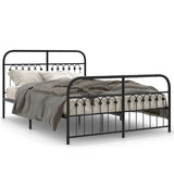 Vidaxl bedframe met hoofd- en voeteneinde metaal zwart 137x190 cm