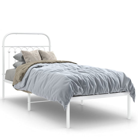Vidaxl bedframe met hoofdbord metaal wit 80x200 cm