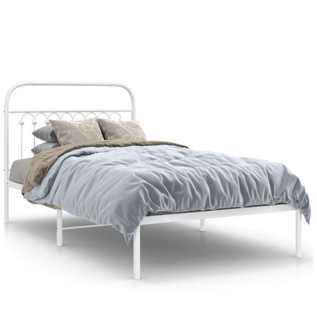 Vidaxl bedframe met hoofdbord metaal wit 100x190 cm