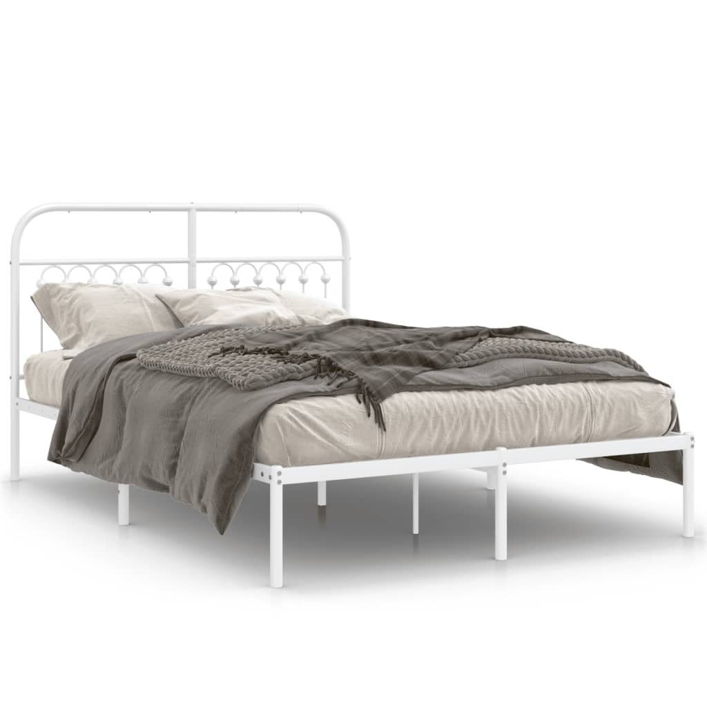 Vidaxl bedframe met hoofdbord metaal wit 140x190 cm