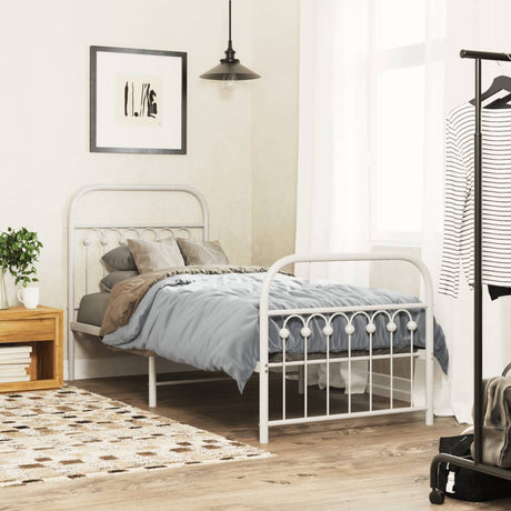 Vidaxl bedframe met hoofd- en voeteneinde metaal wit 80x200 cm