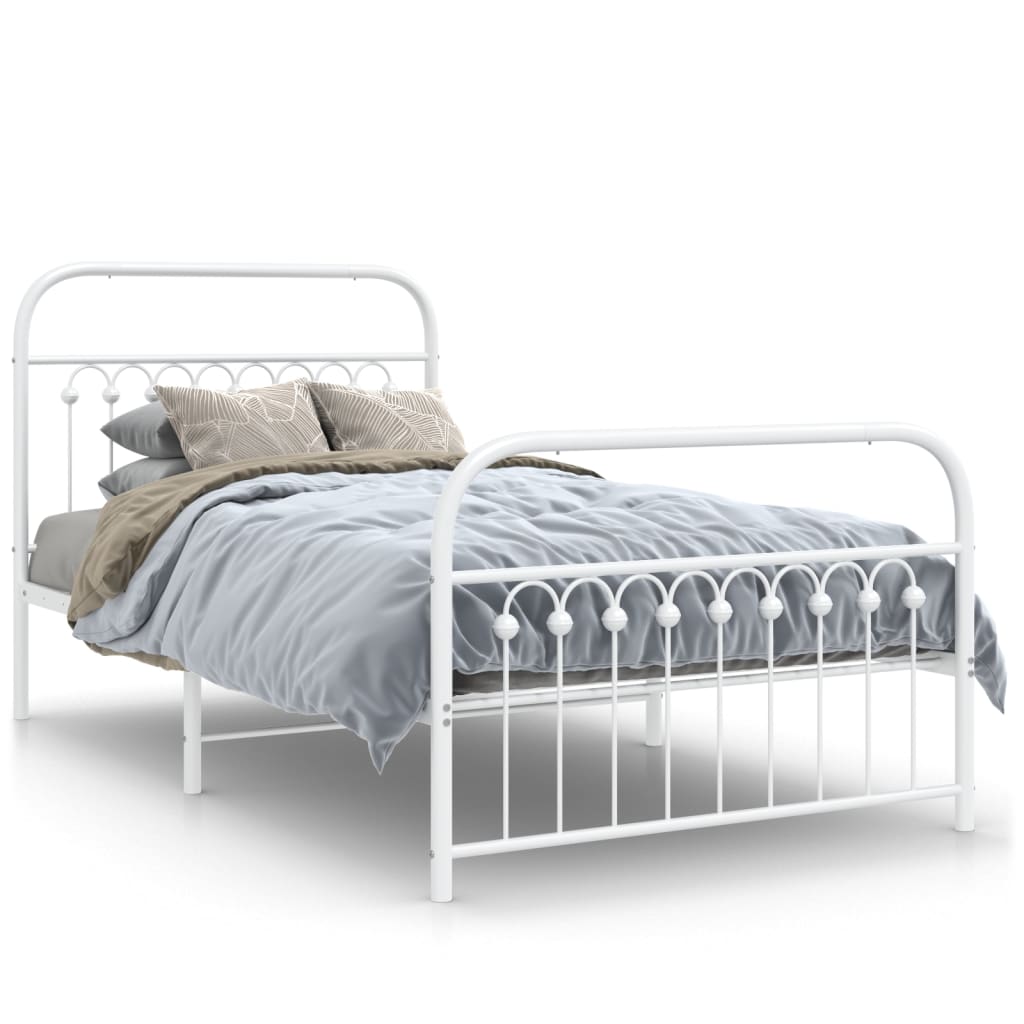 Vidaxl bedframe met hoofd- en voeteneinde metaal wit 100x200 cm