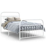Vidaxl bedframe met hoofd- en voeteneinde metaal wit 100x200 cm